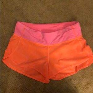 Orange Lulu lemon running shorts